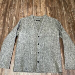 Frank Leder Archive / Archival 100% Wool Cardigan Size M Marled Grey Speckled